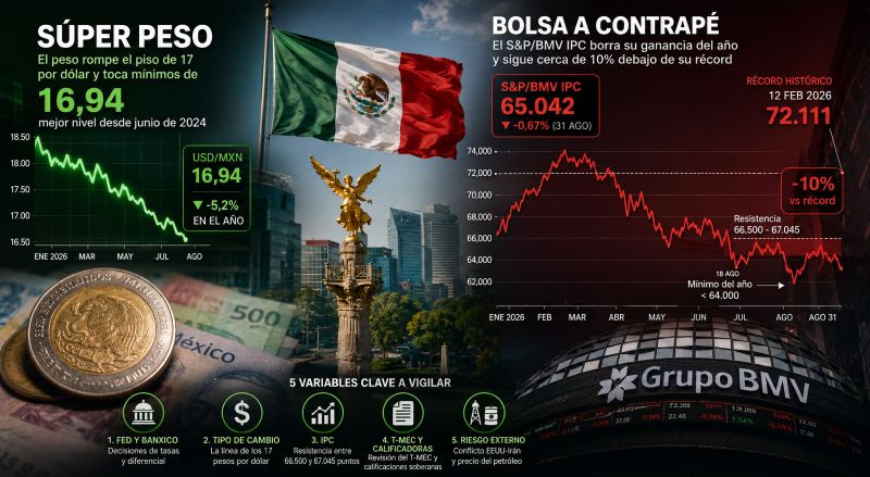 Súper peso y bolsa a contrapié: qué movió a la Bolsa Mexicana en las últimas semanas