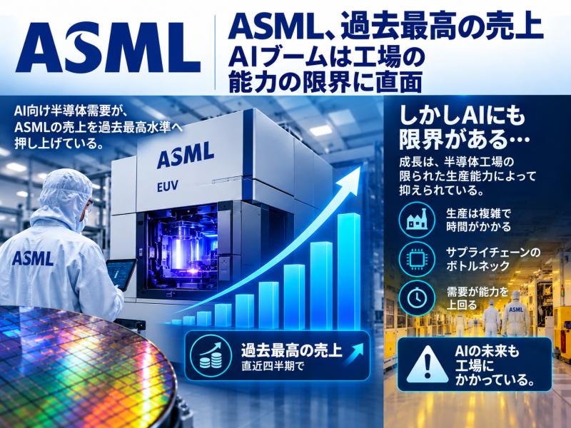 ASML、売上高が過去最高に　AIブームが直面する工場の供給力の壁