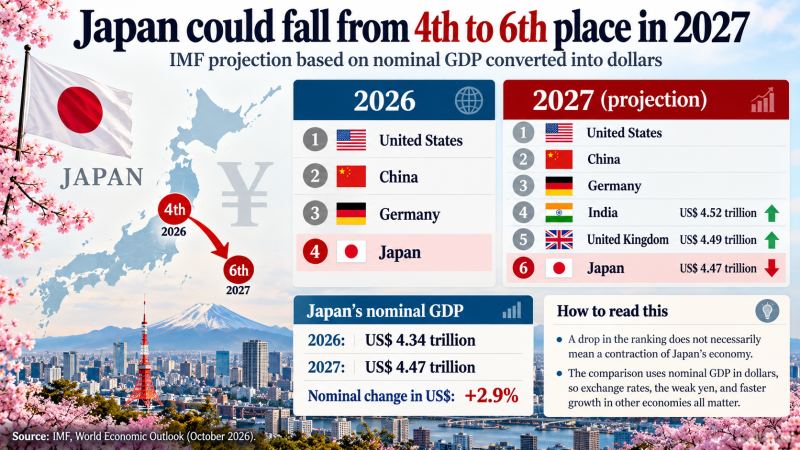Japan could fall to sixth among the world's largest economies in 2027: understanding the IMF forecast