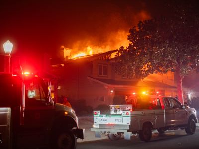 Angeles National Forest firefighters during initial attack of the Eaton Fire