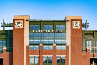Exterior of Lambeau Field, the Packers stadium in Green Bay, photographed in 2019.